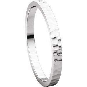 14K White 2 mm Flat Band with Hammered Texture Size 5 - BN & CO JEWELRY