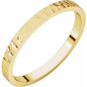14K Yellow 2 mm Flat Band with Hammered Texture Size 6 - BN & CO JEWELRY
