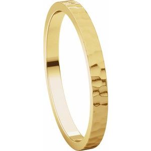 14K Yellow 2 mm Flat Band with Hammered Texture Size 6 - BN & CO JEWELRY