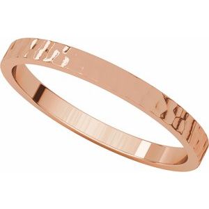 14K Rose 2 mm Flat Band with Hammered Texture Size 7 - BN & CO JEWELRY