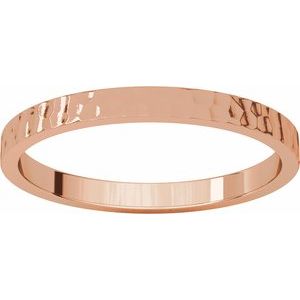 14K Rose 2 mm Flat Band with Hammered Texture Size 7 - BN & CO JEWELRY