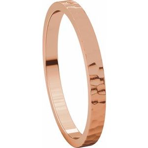 14K Rose 2 mm Flat Band with Hammered Texture Size 7 - BN & CO JEWELRY