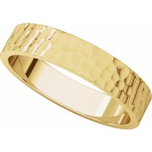 14K Yellow 4 mm Flat Band with Hammered Texture Size 5.5 - BN & CO JEWELRY