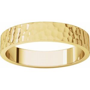 14K Yellow 4 mm Flat Band with Hammered Texture Size 5.5 - BN & CO JEWELRY