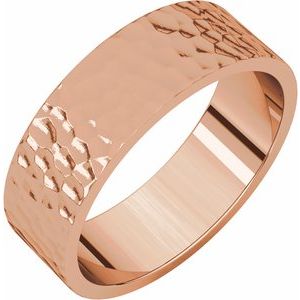 14K Rose 6 mm Flat Band with Hammered Texture Size 10 - BN & CO JEWELRY