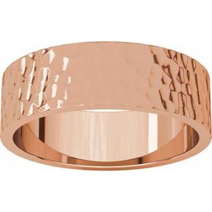 14K Rose 6 mm Flat Band with Hammered Texture Size 10 - BN & CO JEWELRY