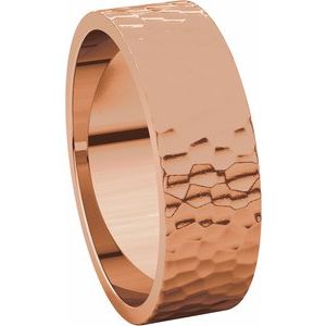 14K Rose 6 mm Flat Band with Hammered Texture Size 10 - BN & CO JEWELRY