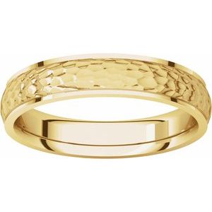 14K Yellow 4 mm Half Round Edge Band with Hammered Texture Size 6 - BN & CO JEWELRY