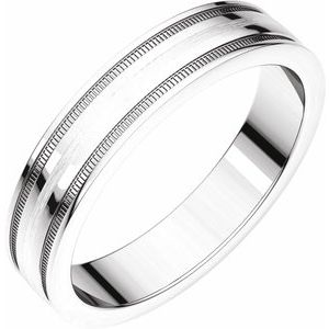 Sterling Silver 4 mm Flat Edge Band with Satin Finish & Milgrain Size 8.5 - BN & CO JEWELRY