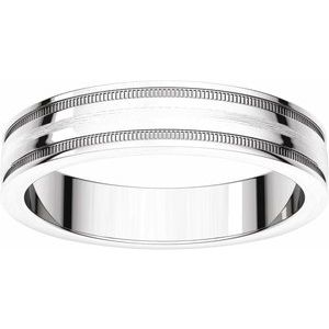 Sterling Silver 4 mm Flat Edge Band with Satin Finish & Milgrain Size 8.5 - BN & CO JEWELRY