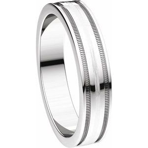 Sterling Silver 4 mm Flat Edge Band with Satin Finish & Milgrain Size 8.5 - BN & CO JEWELRY