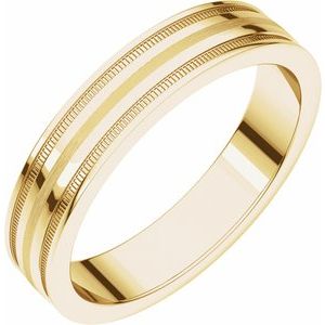 14K Yellow 4 mm Flat Edge Band with Satin Finish & Milgrain Size 6 - BN & CO JEWELRY