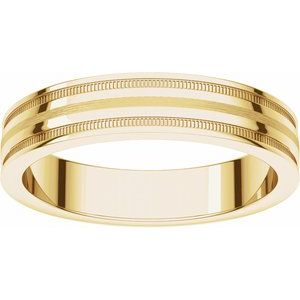 14K Yellow 4 mm Flat Edge Band with Satin Finish & Milgrain Size 8 - BN & CO JEWELRY