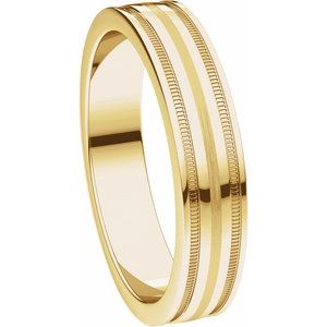 14K Yellow 4 mm Flat Edge Band with Satin Finish & Milgrain Size 8 - BN & CO JEWELRY