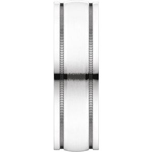 14K White 6 mm Flat Edge Band with Satin Finish & Milgrain Size 10 - BN & CO JEWELRY