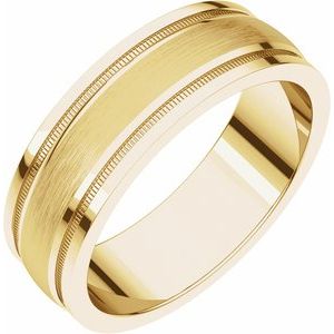 14K Yellow 6 mm Flat Edge Band with Satin Finish & Milgrain Size 9 - BN & CO JEWELRY
