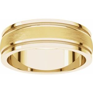 14K Yellow 6 mm Flat Edge Band with Satin Finish & Milgrain Size 10.5 - BN & CO JEWELRY