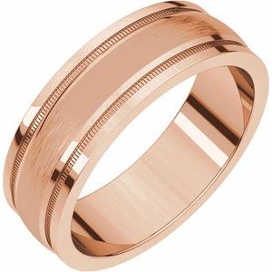 14K Rose 6 mm Flat Edge Band with Satin Finish & Milgrain Size 11 - BN & CO JEWELRY