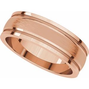 14K Rose 6 mm Flat Edge Band with Satin Finish & Milgrain Size 11 - BN & CO JEWELRY