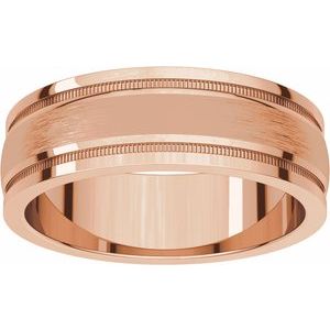 14K Rose 6 mm Flat Edge Band with Satin Finish & Milgrain Size 11 - BN & CO JEWELRY