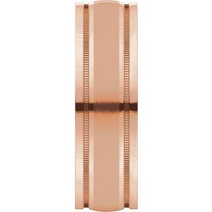 14K Rose 6 mm Flat Edge Band with Satin Finish & Milgrain Size 11 - BN & CO JEWELRY