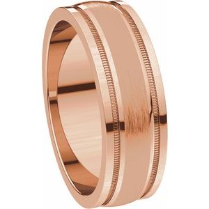 14K Rose 6 mm Flat Edge Band with Satin Finish & Milgrain Size 11 - BN & CO JEWELRY