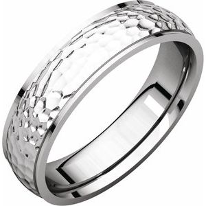 Sterling Silver 5 mm Half Round Edge Band with Hammered Texture Size 10 - BN & CO JEWELRY