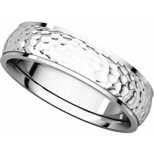 Sterling Silver 5 mm Half Round Edge Band with Hammered Texture Size 10 - BN & CO JEWELRY