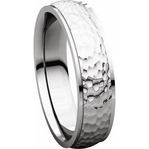Sterling Silver 5 mm Half Round Edge Band with Hammered Texture Size 10 - BN & CO JEWELRY