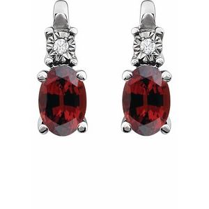 14K White Natural Mozambique Garnet & .02 CTW Natural Diamond Earrings - BN & CO JEWELRY
