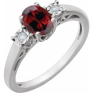 14K White Natural Mozambique Garnet and .04 CTW Natural Diamond Ring - BN & CO JEWELRY