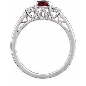 14K White Natural Mozambique Garnet and .04 CTW Natural Diamond Ring - BN & CO JEWELRY