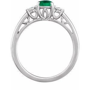 14K White Lab-Grown Emerald and .04 CTW Natural Diamond Ring - BN & CO JEWELRY