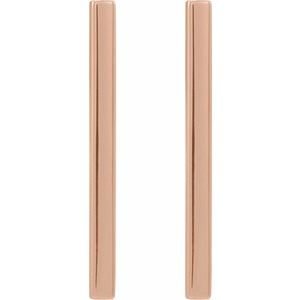 14K Rose 15x2 mm Bar Earrings - BN & CO JEWELRY