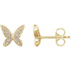 14K Yellow .07 CTW Natural Diamond Butterfly Youth Earrings - BN & CO JEWELRY