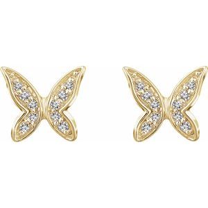 14K Yellow .07 CTW Natural Diamond Butterfly Youth Earrings - BN & CO JEWELRY