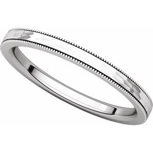 14K White 2 mm Flat Milgrain Band with Satin & Hammered Texture Size 7 - BN & CO JEWELRY