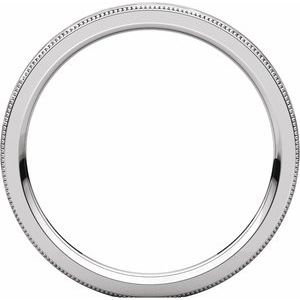 14K White 2 mm Flat Milgrain Band with Satin & Hammered Texture Size 7 - BN & CO JEWELRY