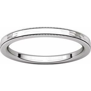 14K White 2 mm Flat Milgrain Band with Satin & Hammered Texture Size 7 - BN & CO JEWELRY