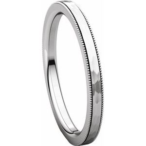 14K White 2 mm Flat Milgrain Band with Satin & Hammered Texture Size 7 - BN & CO JEWELRY