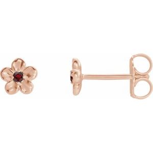 14K Rose Imitation Mozambique Garnet January Birthstone Flower Earrings - BN & CO JEWELRY