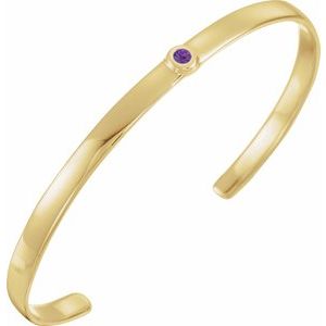 14K Yellow Natural Amethyst Cuff 6" Bracelet - BN & CO JEWELRY