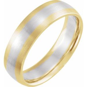 14K Yellow/White/Yellow 6 mm Half Round Band with Satin Finish Size 10.5 - BN & CO JEWELRY
