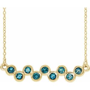 14K Yellow Natural Aquamarine Bezel-Set Bar 16-18" Necklace - BN & CO JEWELRY