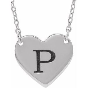 Sterling Silver Engravable 8x7.2 mm Heart 16-18" Necklace - BN & CO JEWELRY