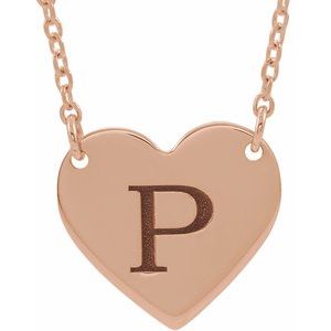 14K Rose Engravable 18x16.4 mm Heart 16-18" Necklace - BN & CO JEWELRY