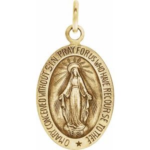 14K Yellow 15x11 mm Oval Miraculous Medal - BN & CO JEWELRY