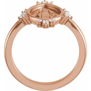 14K Rose 1/5 CTW Natural Diamond Miraculous Medal Ring - BN & CO JEWELRY