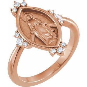 14K Rose 1/5 CTW Natural Diamond Miraculous Medal Ring - BN & CO JEWELRY