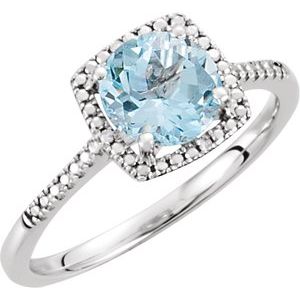 Sterling Silver Natural Sky Blue Topaz & .01 CTW Natural Diamond Ring - BN & CO JEWELRY